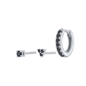 3 - Piece Colorful CZ Huggie Stud Earring Set - Perimade & Co.