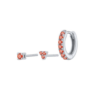 3 - Piece Colorful CZ Huggie Stud Earring Set - Perimade & Co.