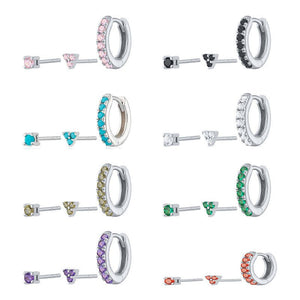 3 - Piece Colorful CZ Huggie Stud Earring Set - Perimade & Co.