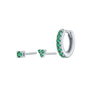 3 - Piece Colorful CZ Huggie Stud Earring Set - Perimade & Co.