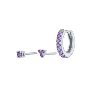 3 - Piece Colorful CZ Huggie Stud Earring Set - Perimade & Co.