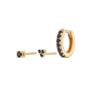 3 - Piece Colorful CZ Huggie Stud Earring Set - Perimade & Co.