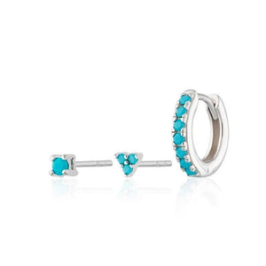 3 - Piece Colorful CZ Huggie Stud Earring Set - Perimade & Co.