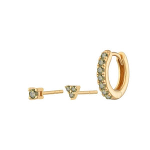 3 - Piece Colorful CZ Huggie Stud Earring Set - Perimade & Co.