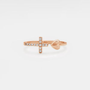 Cross Heart Faith Love Symbol Stacking Ring