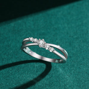 Graduated CZ Criss Cross Stacking Band Ring