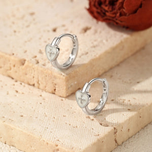 Heart White Enamel Star Huggie Hoop Earrings