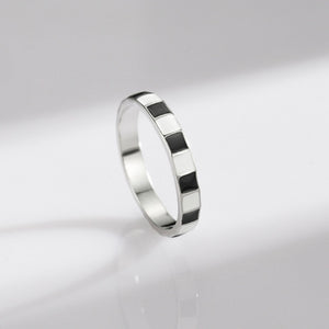 Checkerboard Black White Enamel Band Ring
