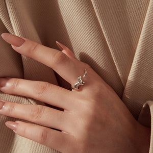 Snow Leopard Sculptural Stacking Open Ring