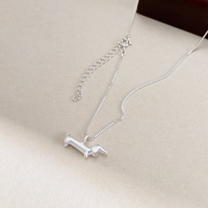 Dainty Matte Dachshund Dog Charm Necklace