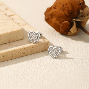 Moissanite Woven Hollow Heart Stud Earrings