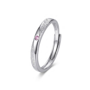 Dainty Frosted CZ Couple Matching Open Ring