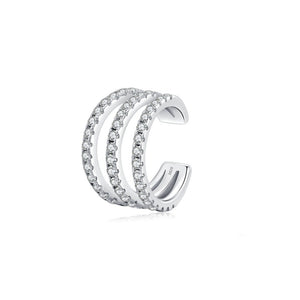 Dainty Pave Triple Split Layer Clip-On Earrings