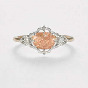 Dainty Oval Gemstone Filigree Lace Band Ring
