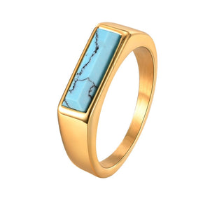 Vintage Baguette Inlaid Gemstone Band Ring