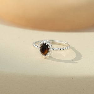 Colorful Oval Crystal Beaded Stack Open Ring