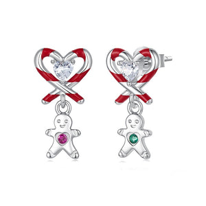 Candy Cane Heart Gingerbread Stud Earrings