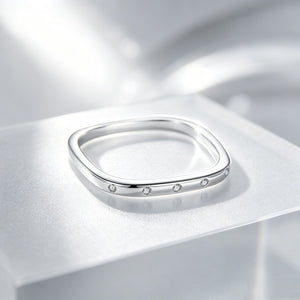 Minimalist Flush Set Crystal Square Band Ring
