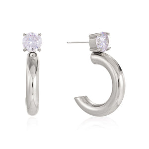 Chunky Geometric Moissanite Hoop Earrings