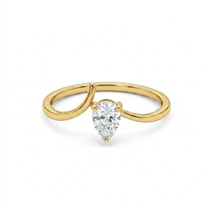 Double Shape Crystal Curved Wave Band Ring