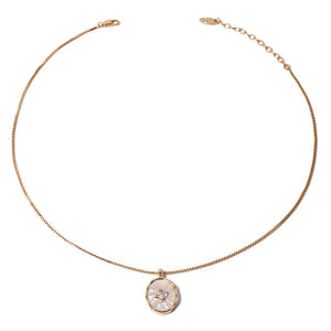 Mother Of Pearl Textured Medallion Necklace