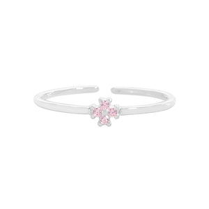 Minimalist Crystal Flower Stacking Open Ring