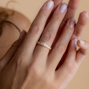 Dainty Tiara Graduated Baguette CZ Band Ring