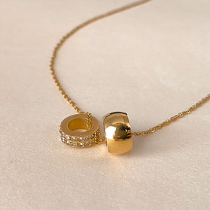 Dual Barrel Crystal Cylinder Pendant Necklace