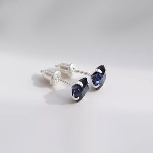 Blue Square Sapphire Cartilage Stud Earrings