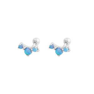 Opal Cluster Curved Ear Climber Stud Earrings