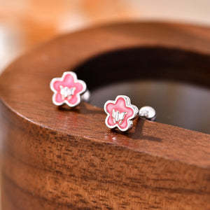 Classic Enamel Flower Butterfly Stud Earrings