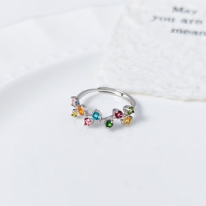 Rainbow Gemstone Leaf Branch Stacking Ring
