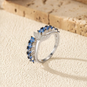 Pave Mermaid Tail Layered Blue CZ Band Ring