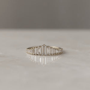 Dainty Tiara Graduated Baguette CZ Band Ring