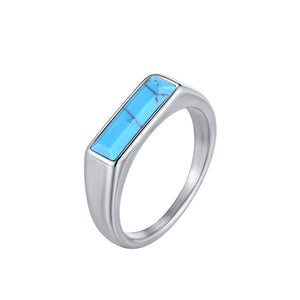 Vintage Baguette Inlaid Gemstone Band Ring
