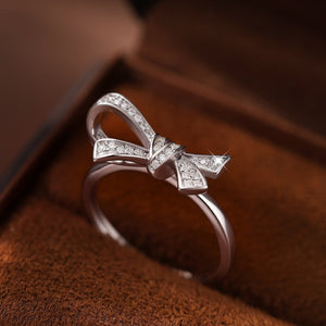 Moissanite Pave Ribbon Bow Knot Open Ring