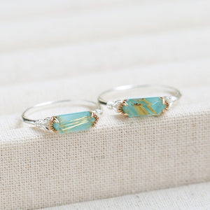 Daity Elongated Hexagon Gemstone Band Ring