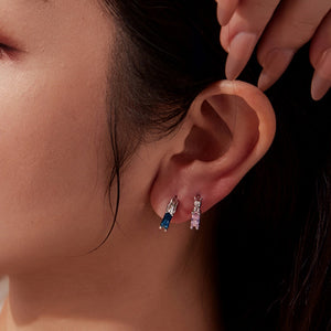 Baguette CZ Cute Animal Huggie Hoop Earrings