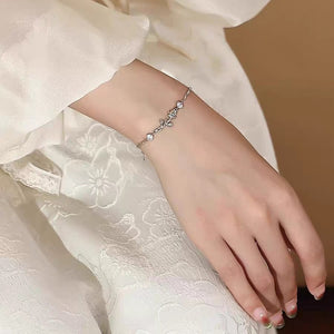 Rose Flower Twig Twisted Bar Chain Bracelet