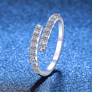 Silver Moissanite Half Eternity Wrap Ring