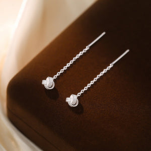 Dainty Textured Knot Chain Threader Earrings