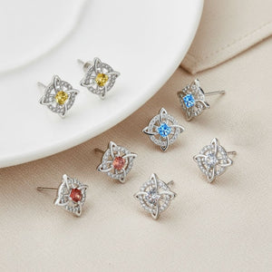 Celtic Knot Birthstone Geometric Stud Earrings