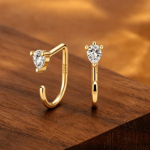 Minimalist Multi Shape CZ Open Hoop Earrings