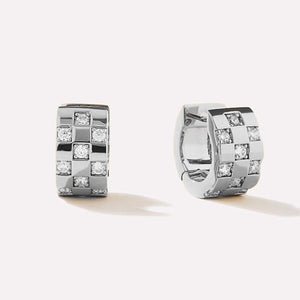 Checkerboard Moissanite Huggie Hoop Earrings