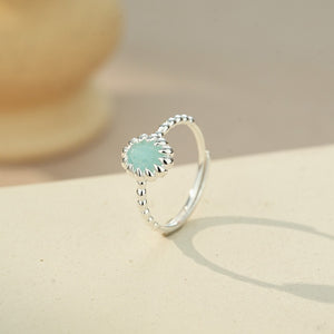 Colorful Oval Crystal Beaded Stack Open Ring