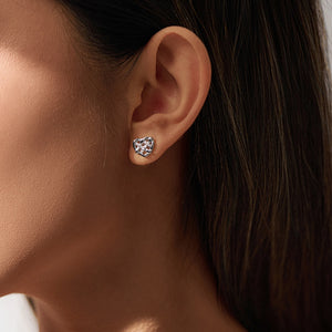 Moissanite Woven Hollow Heart Stud Earrings
