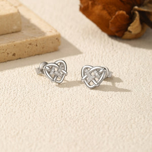 Moissanite Woven Hollow Heart Stud Earrings