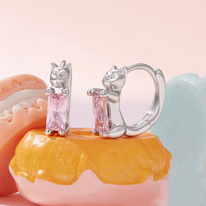 Baguette CZ Cute Animal Huggie Hoop Earrings