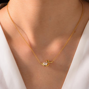 Teardrop Moissanite Swirl Bar Charm Necklace