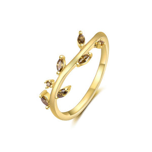 Olive Marquise Leaf Twig Stacking Bypass Ring